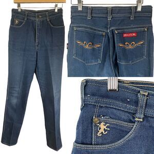 Vintage 80s BRAXTON SIZE 27" Womens High Rise Denim Jeans Embroidered Stretch